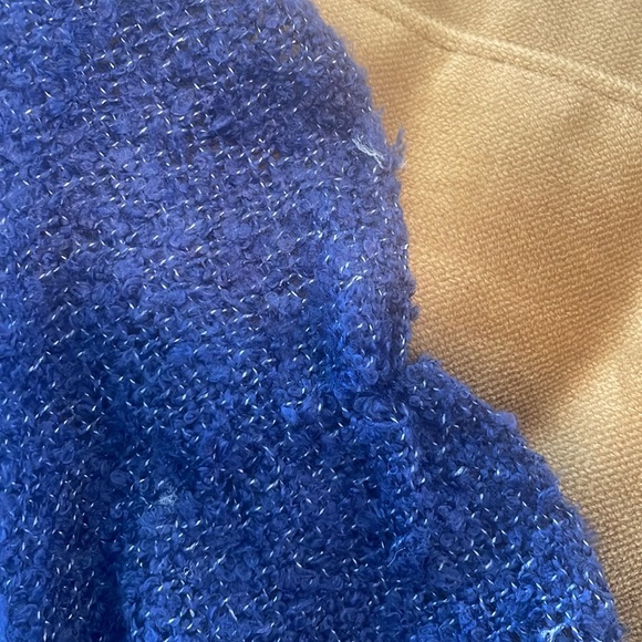 Free People Blue fringe blanket scarf New with Tags one size - Picture 8 of 8